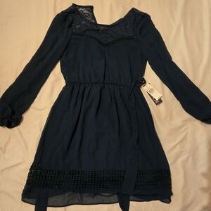 BCX Dark Teal Long Sleeve Dress